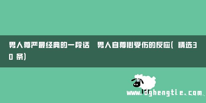男人尊严最经典的一段话 男人自尊心受伤的反应（精选30条）
